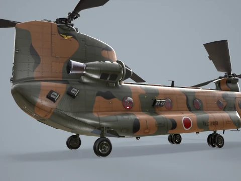 Helicopter CH-47 Chinook Japan Ground Self Defense Force Complex Animation --15-- 3D Model