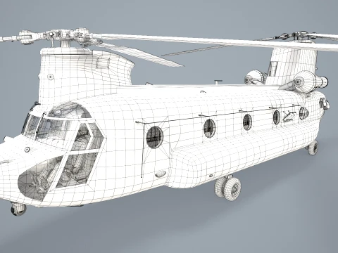 Helicopter CH-47 Chinook Japan Ground Self Defense Force Complex Animation --15-- 3D Model