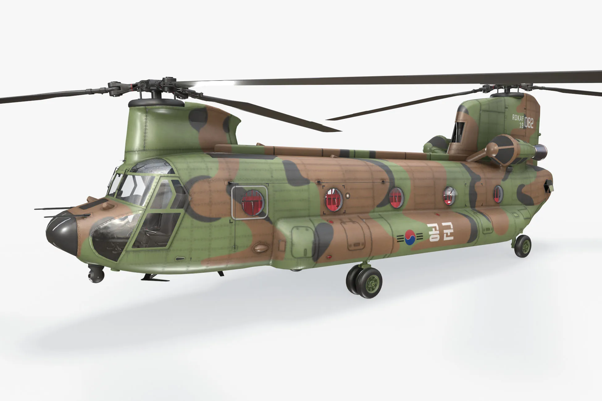 Helicopter CH-47 Chinook Korean Air Force Static --16-- 3D Model .c4d .max .obj .3ds .fbx .stl .blend 