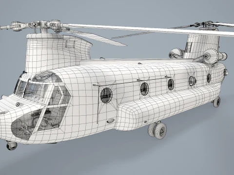Helicopter CH-47 Chinook Korean Air Force Static --16-- 3D Model