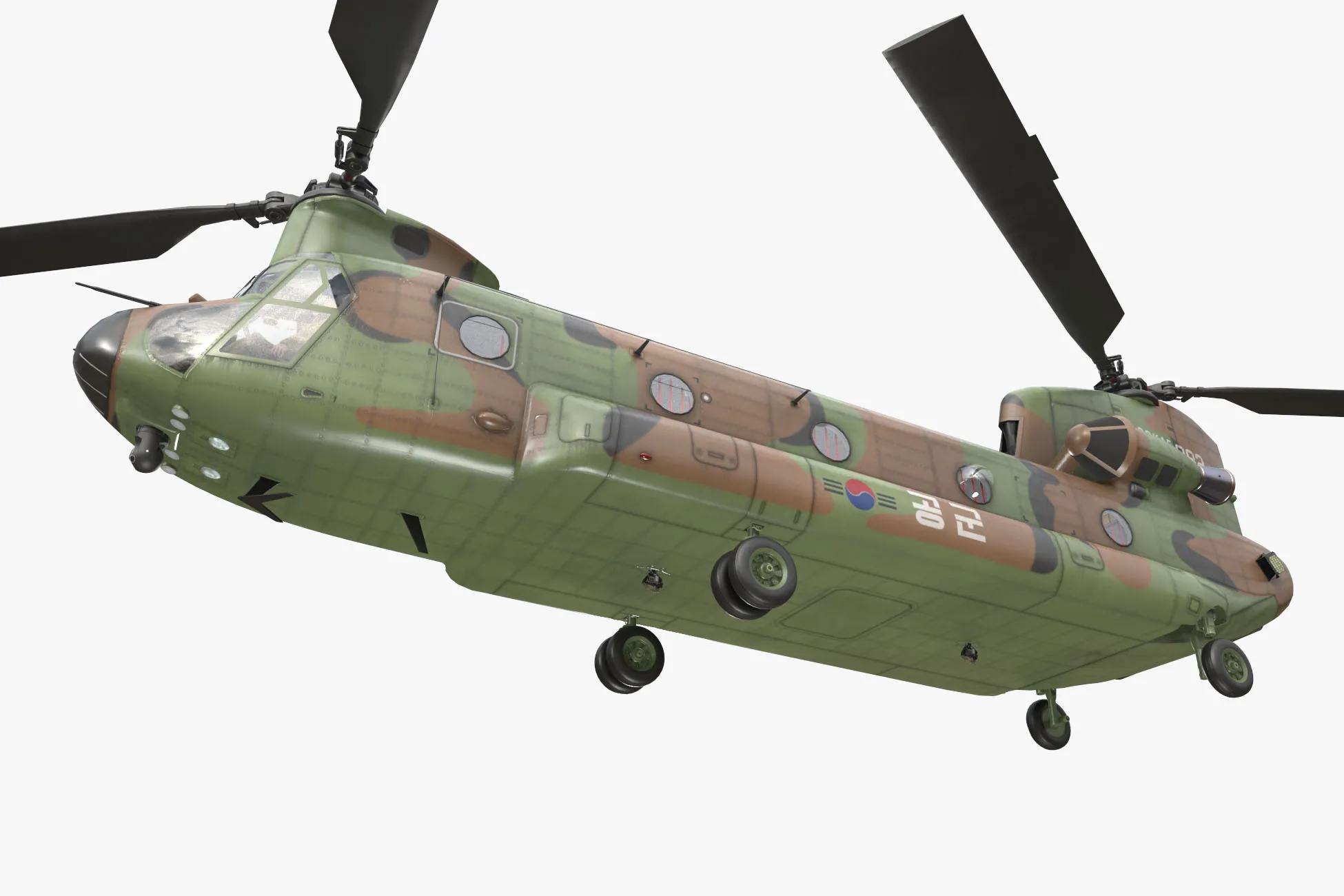 Helicopter CH-47 Chinook Korean Air Force Basic Animation --16-- 3D Model .c4d .max .obj .3ds .fbx .stl .blend 