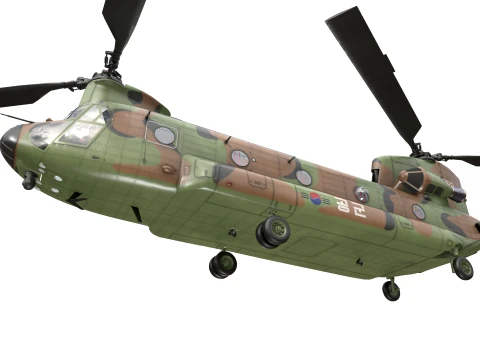 Helicopter CH-47 Chinook Korean Air Force Basic Animation --16-- 3D Model