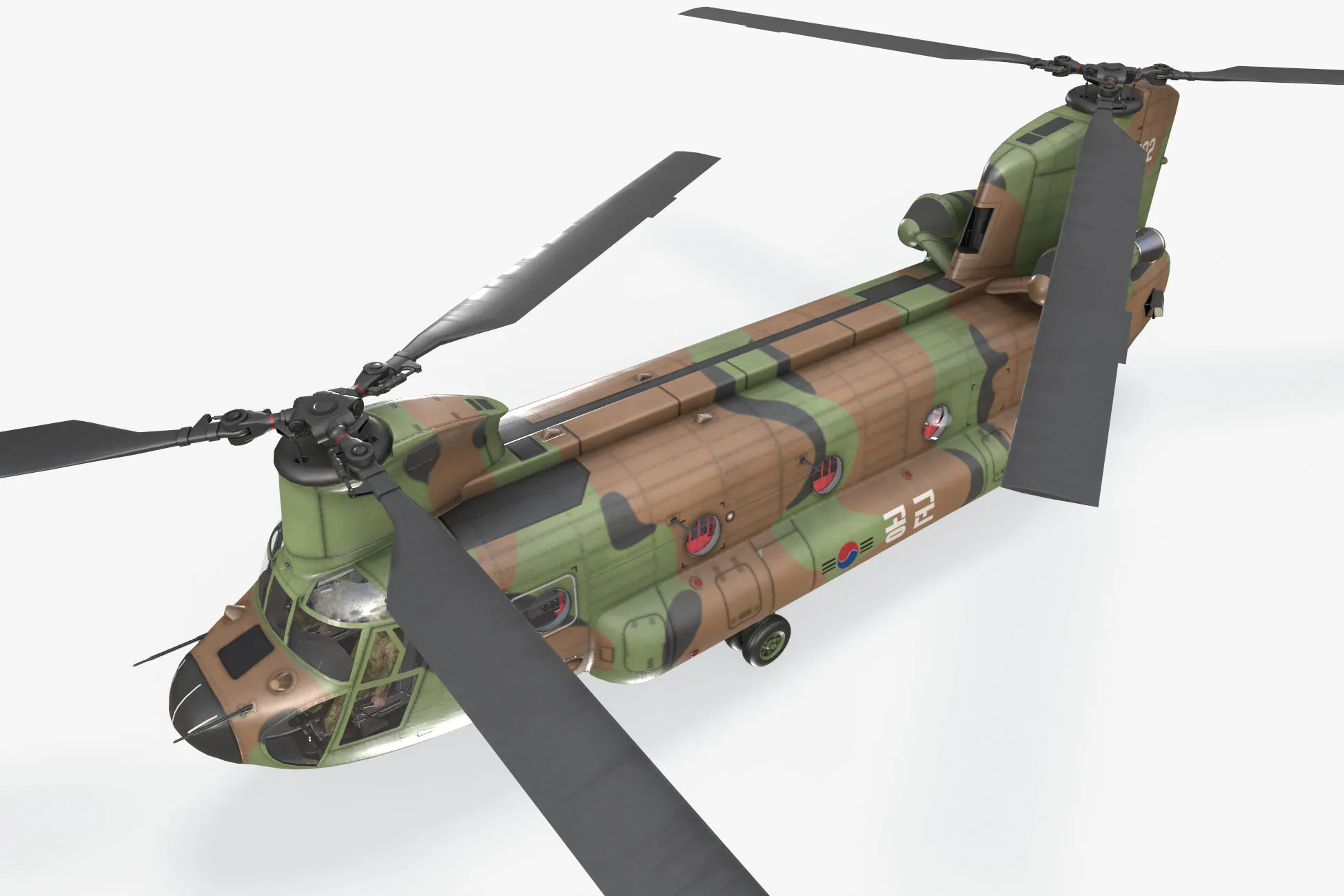 Helicopter CH-47 Chinook Korean Air Force Complex Animation --16-- 3D Model .c4d .max .obj .3ds .fbx .stl .blend 