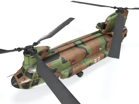 Helicopter CH-47 Chinook Korean Air Force Complex Animation --16-- 3D Model