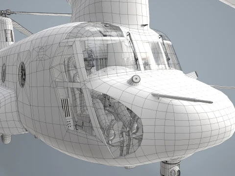 Helicopter CH-47 Chinook Korean Air Force Complex Animation --16-- 3D Model