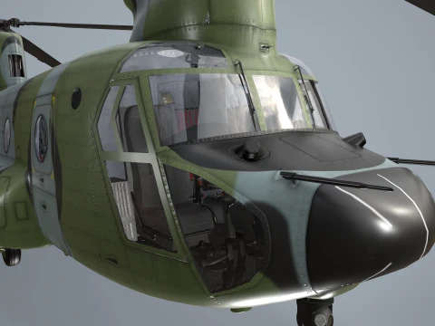 Helic&oacute;ptero CH-47 Chinook Ex&eacute;rcito Coreano Est&aacute;tico --17-- Modelo 3D