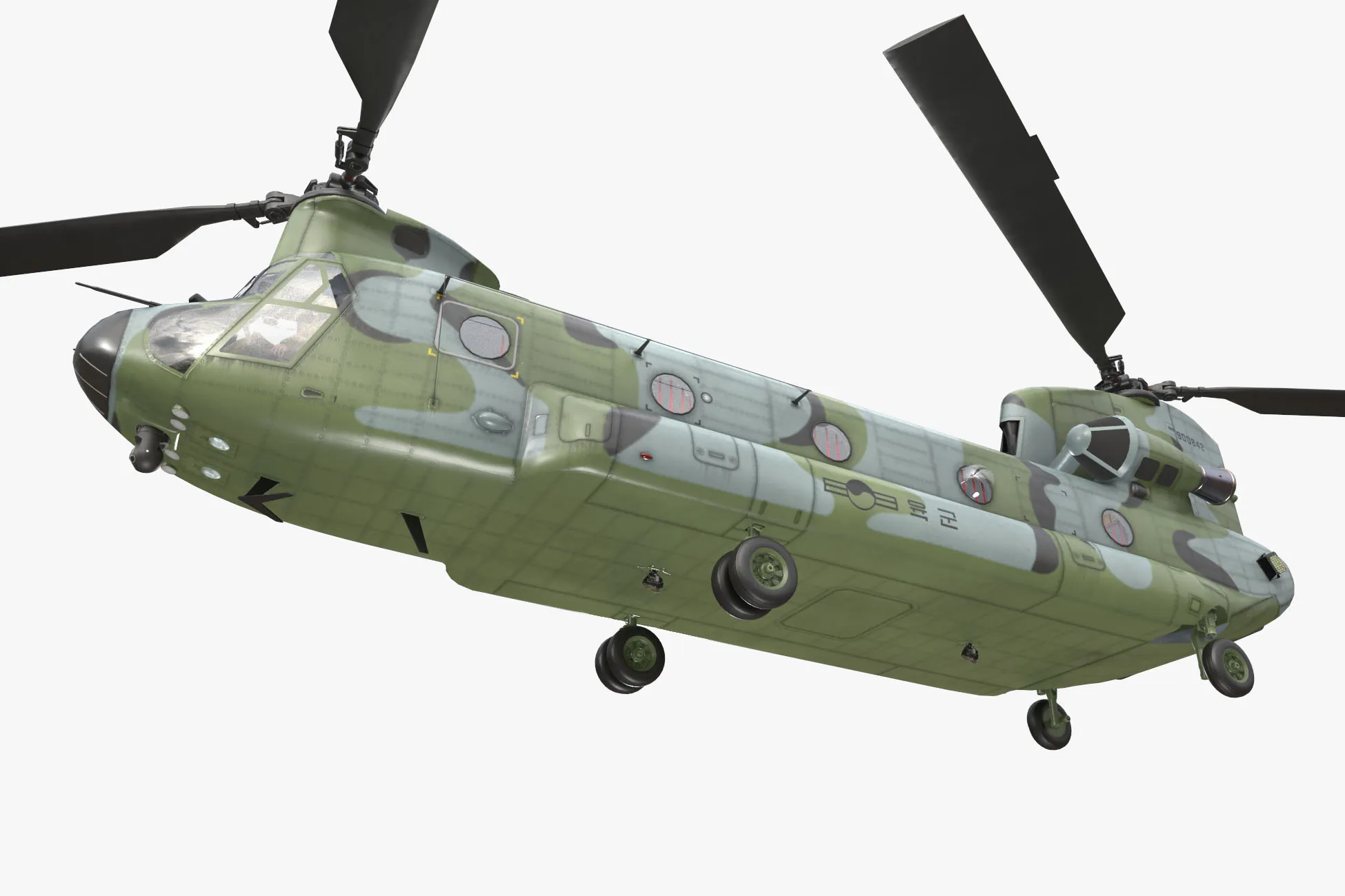 Helicopter CH-47 Chinook Korean Army Basic Animation --17-- 3D Model .c4d .max .obj .3ds .fbx .stl .blend 