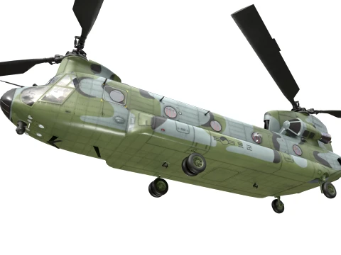 Helicopter CH-47 Chinook Korean Army Basic Animation --17-- 3D Model