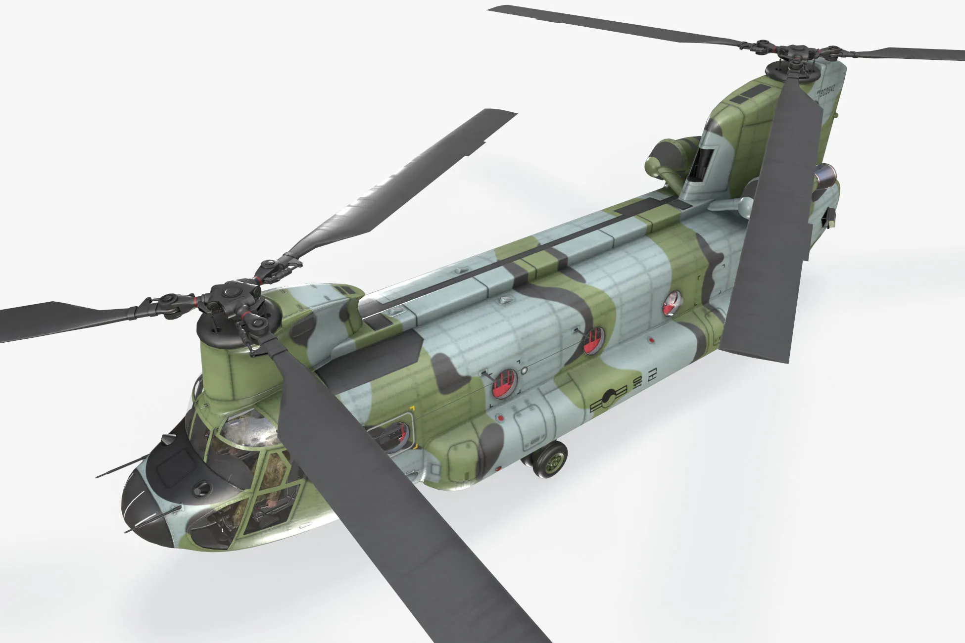 Helicopter CH-47 Chinook Korean Army Complex Animation --17-- 3D Model .c4d .max .obj .3ds .fbx .stl .blend