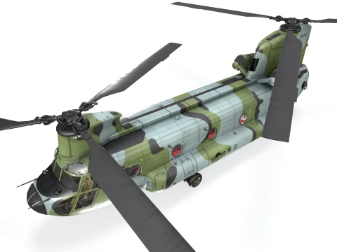Helicopter CH-47 Chinook Korean Army Complex Animation --17-- 3D Model