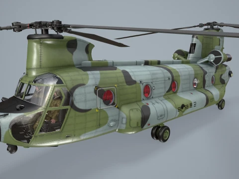 Helicopter CH-47 Chinook Korean Army Complex Animation --17-- 3D Model