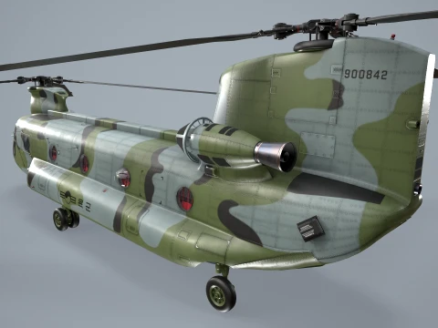 Helicopter CH-47 Chinook Korean Army Complex Animation --17-- 3D Model