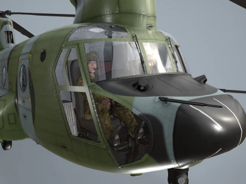 Helicopter CH-47 Chinook Korean Army Complex Animation --17-- 3D Model