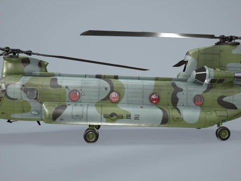 Helicopter CH-47 Chinook Korean Army Complex Animation --17-- 3D Model