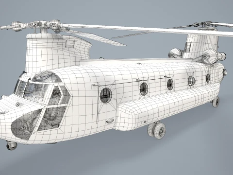 Helicopter CH-47 Chinook Korean Army Complex Animation --17-- 3D Model