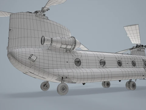Helicopter CH-47 Chinook Korean Army Complex Animation --17-- 3D Model