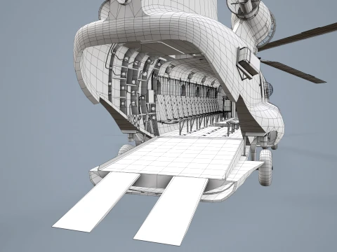 Helicopter CH-47 Chinook Korean Army Complex Animation --17-- 3D Model