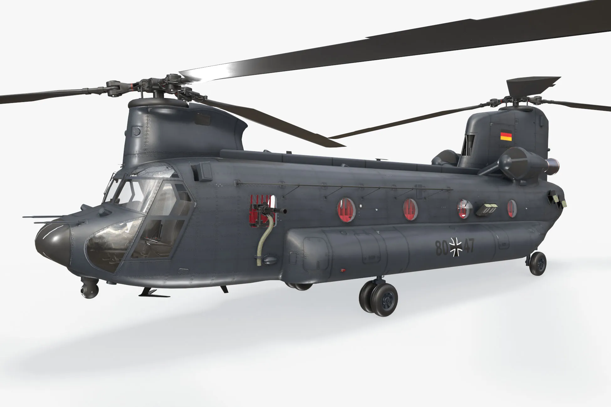 Helicopter CH-47 Chinook Luftwaffe Static --18-- 3D Model .c4d .max .obj .3ds .fbx .stl .blend 