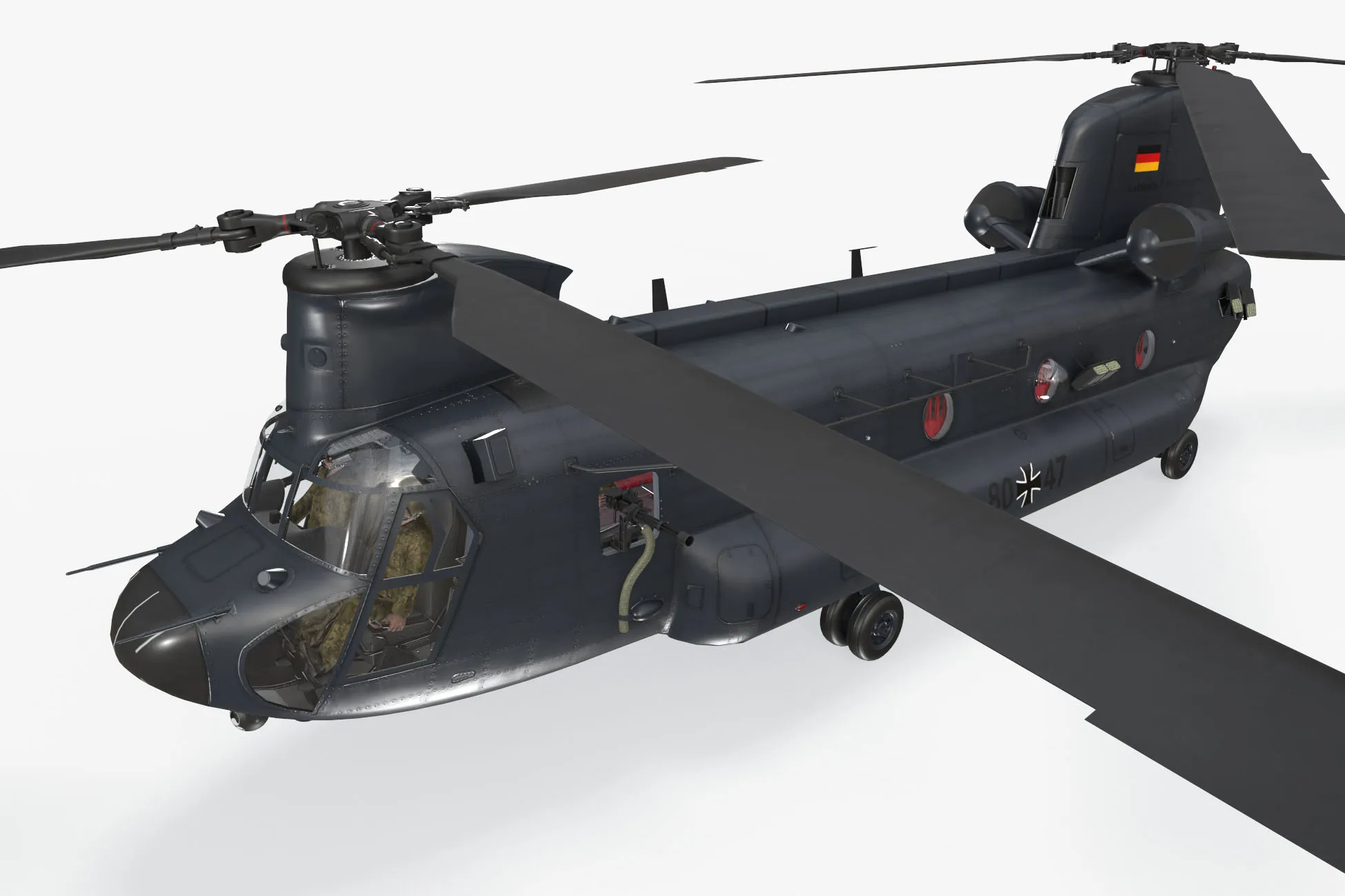 Helicopter CH-47 Chinook Luftwaffe Complex Animation --18-- 3D Model .c4d .max .obj .3ds .fbx .stl .blend