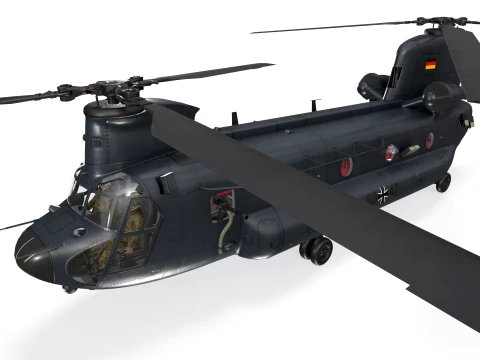 Helicopter CH-47 Chinook Luftwaffe Complex Animation --18-- 3D Model