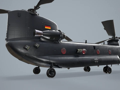Helicopter CH-47 Chinook Luftwaffe Complex Animation --18-- 3D Model