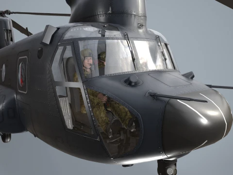 Helicopter CH-47 Chinook Luftwaffe Complex Animation --18-- 3D Model