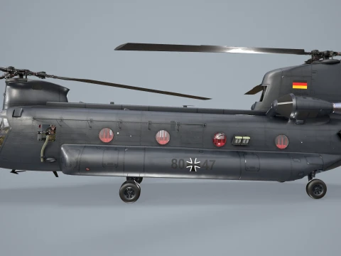 Helicopter CH-47 Chinook Luftwaffe Complex Animation --18-- 3D Model