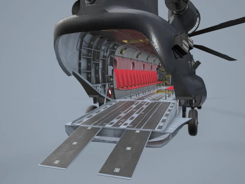 Helicopter CH-47 Chinook Luftwaffe Complex Animation --18-- 3D Model