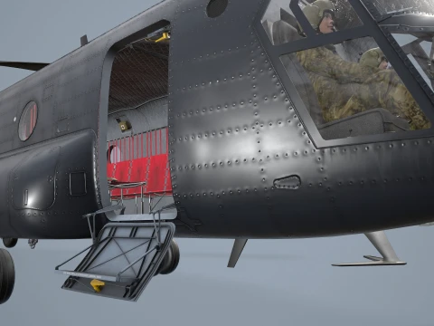 Helicopter CH-47 Chinook Luftwaffe Complex Animation --18-- 3D Model