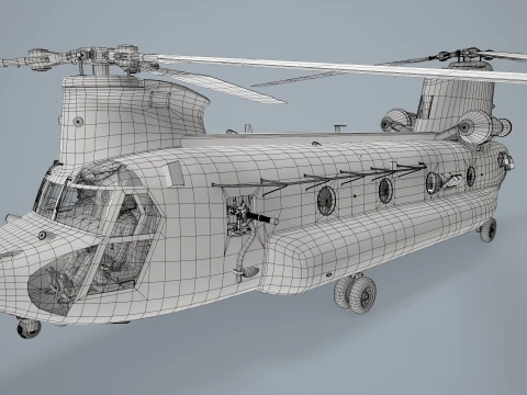Helicopter CH-47 Chinook Luftwaffe Complex Animation --18-- 3D Model