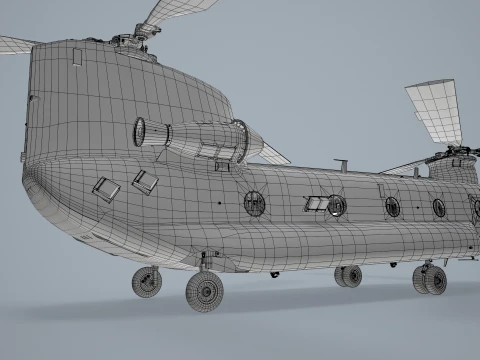Helicopter CH-47 Chinook Luftwaffe Complex Animation --18-- 3D Model