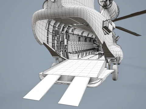 Helicopter CH-47 Chinook Luftwaffe Complex Animation --18-- 3D Model