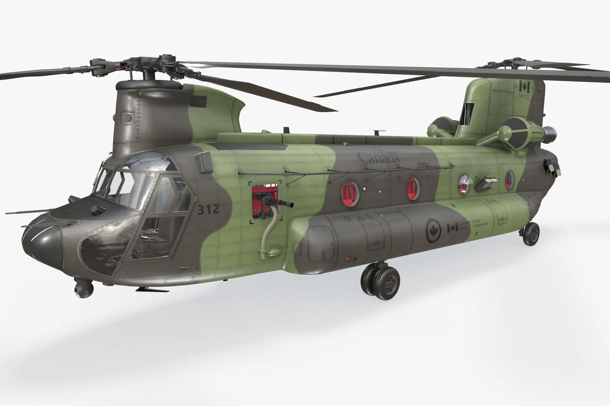 Helicopter CH-47 Chinook Royal Canadian Air Force Static --19-- 3D Model .c4d .max .obj .3ds .fbx .stl .blend 
