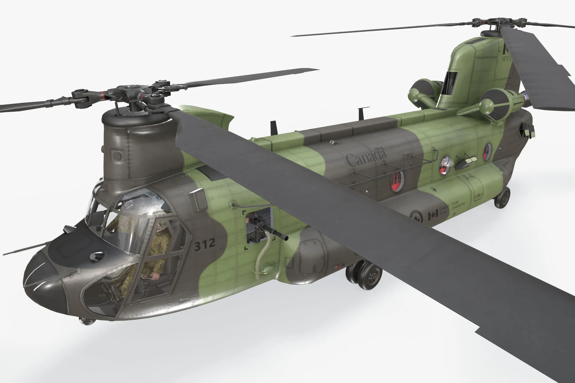 Helicopter CH-47 Chinook Royal Canadian Air Force Complex Animation --19-- 3D Model .c4d .max .obj .3ds .fbx .stl .blend