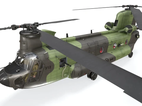 Helicopter CH-47 Chinook Royal Canadian Air Force Complex Animation --19-- 3D Model