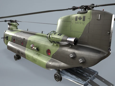 Helicopter CH-47 Chinook Royal Canadian Air Force Complex Animation --19-- 3D Model