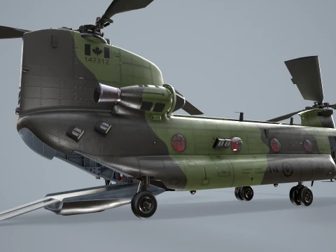 Helicopter CH-47 Chinook Royal Canadian Air Force Complex Animation --19-- 3D Model