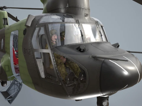 Helicopter CH-47 Chinook Royal Canadian Air Force Complex Animation --19-- 3D Model