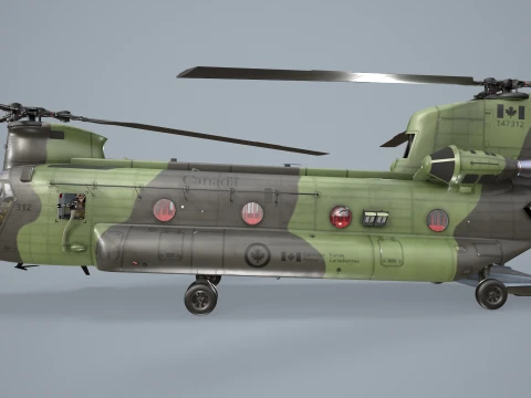 Helicopter CH-47 Chinook Royal Canadian Air Force Complex Animation --19-- 3D Model