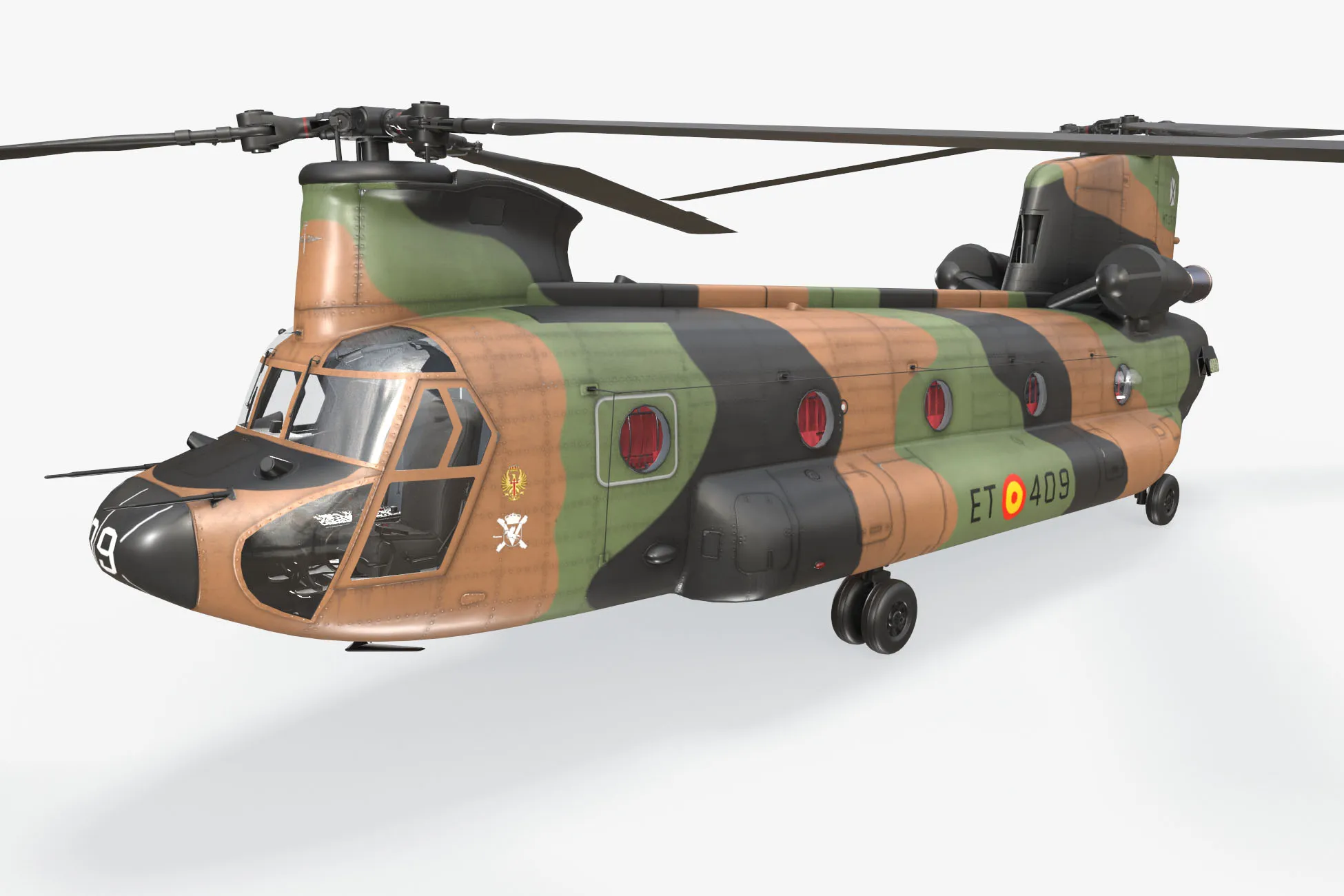 Helicopter CH-47D Chinook Spanish Army Static --20-- 3D Model .c4d .max .obj .3ds .fbx .stl .blend 