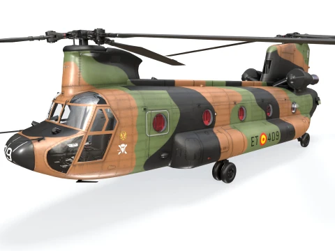 Helicopter CH-47D Chinook Spanish Army Static --20-- 3D Model
