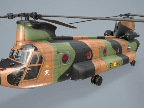 Helicopter CH-47D Chinook Spanish Army Static --20-- 3D Model