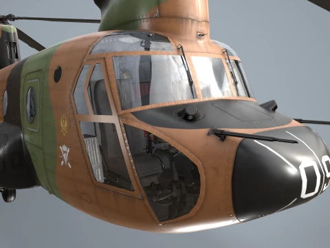 Helicopter CH-47D Chinook Spanish Army Static --20-- 3D Model