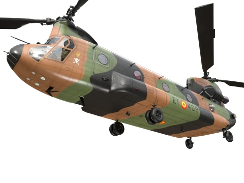 Helicopter CH-47D Chinook Spanish Army Basic Aniamtion --20-- 3D Model