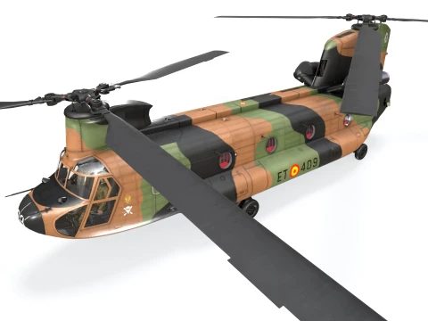 Helicopter CH-47D Chinook Spanish Army Complex Animation --20-- 3D Model