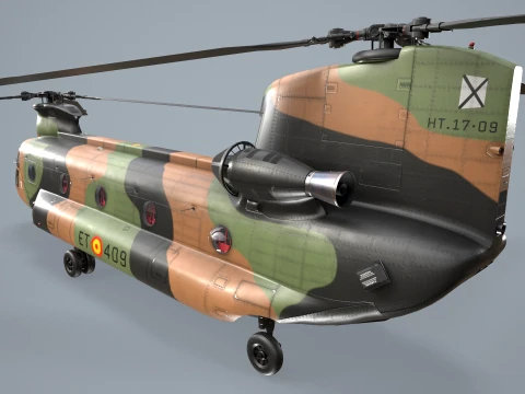 Helicopter CH-47D Chinook Spanish Army Complex Animation --20-- 3D Model
