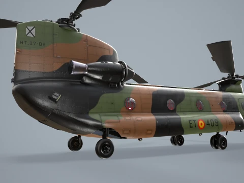 Helicopter CH-47D Chinook Spanish Army Complex Animation --20-- 3D Model