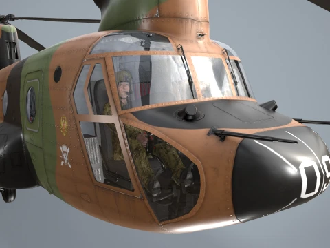 Helicopter CH-47D Chinook Spanish Army Complex Animation --20-- 3D Model