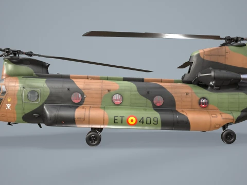 Helicopter CH-47D Chinook Spanish Army Complex Animation --20-- 3D Model