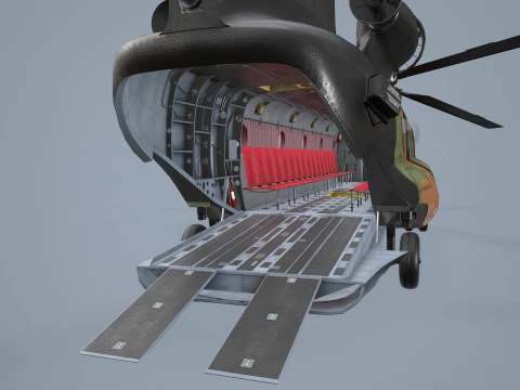 Helicopter CH-47D Chinook Spanish Army Complex Animation --20-- 3D Model